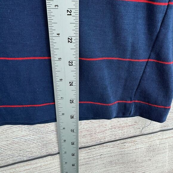 Vintage 80's Disney Mickey Mouse Striped Polo Shirt Men's Large Navy Blue/Red - Picture 11 of 11